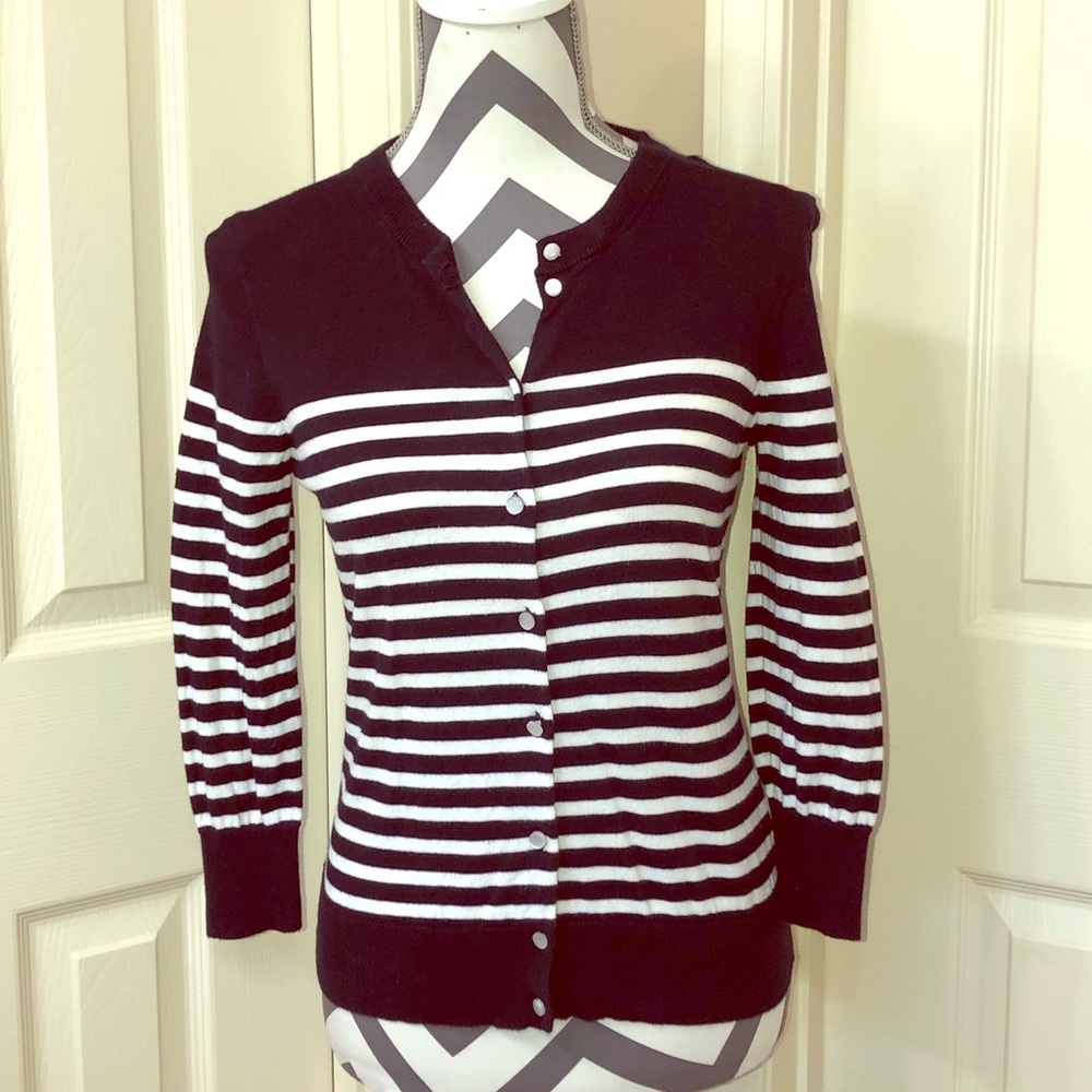 J. Crew Navy Striped Clare Cardigan
